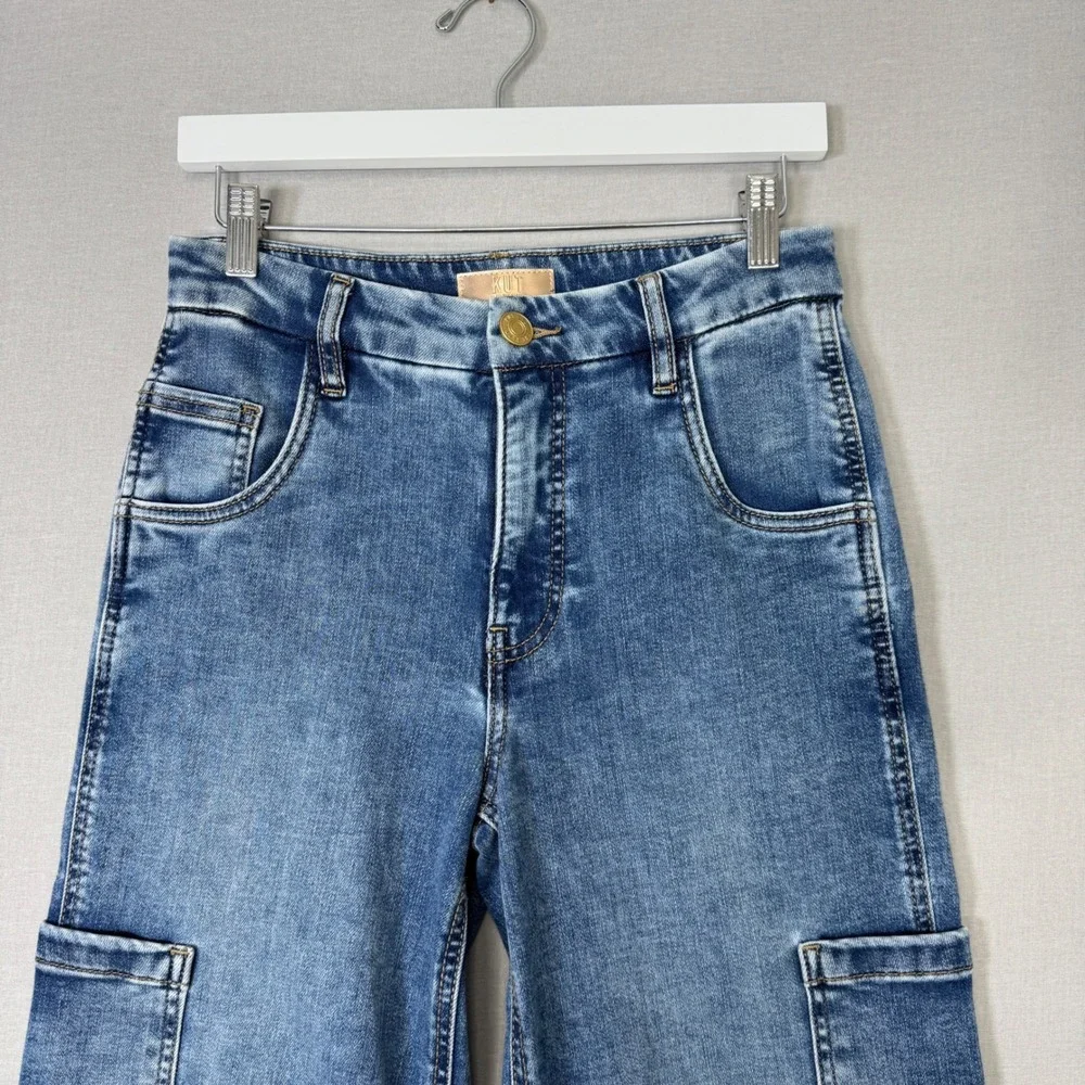 Kut from the Kloth Jodi‎ Fab Ab Wide Leg Jeans Womens 2 Blue Cargo Streetwea